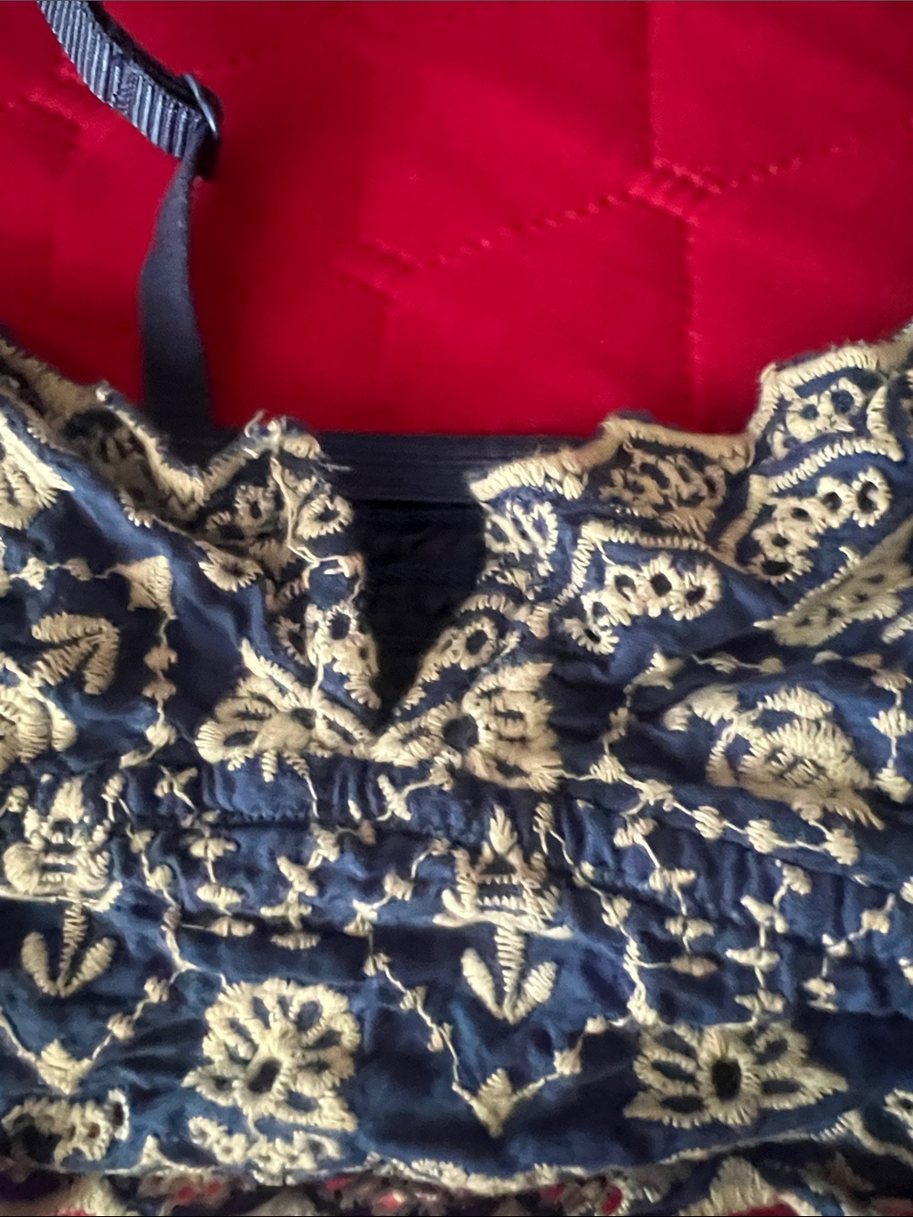 Free People Navy Blue and Cream Lace Bralette - Picture 5 of 5